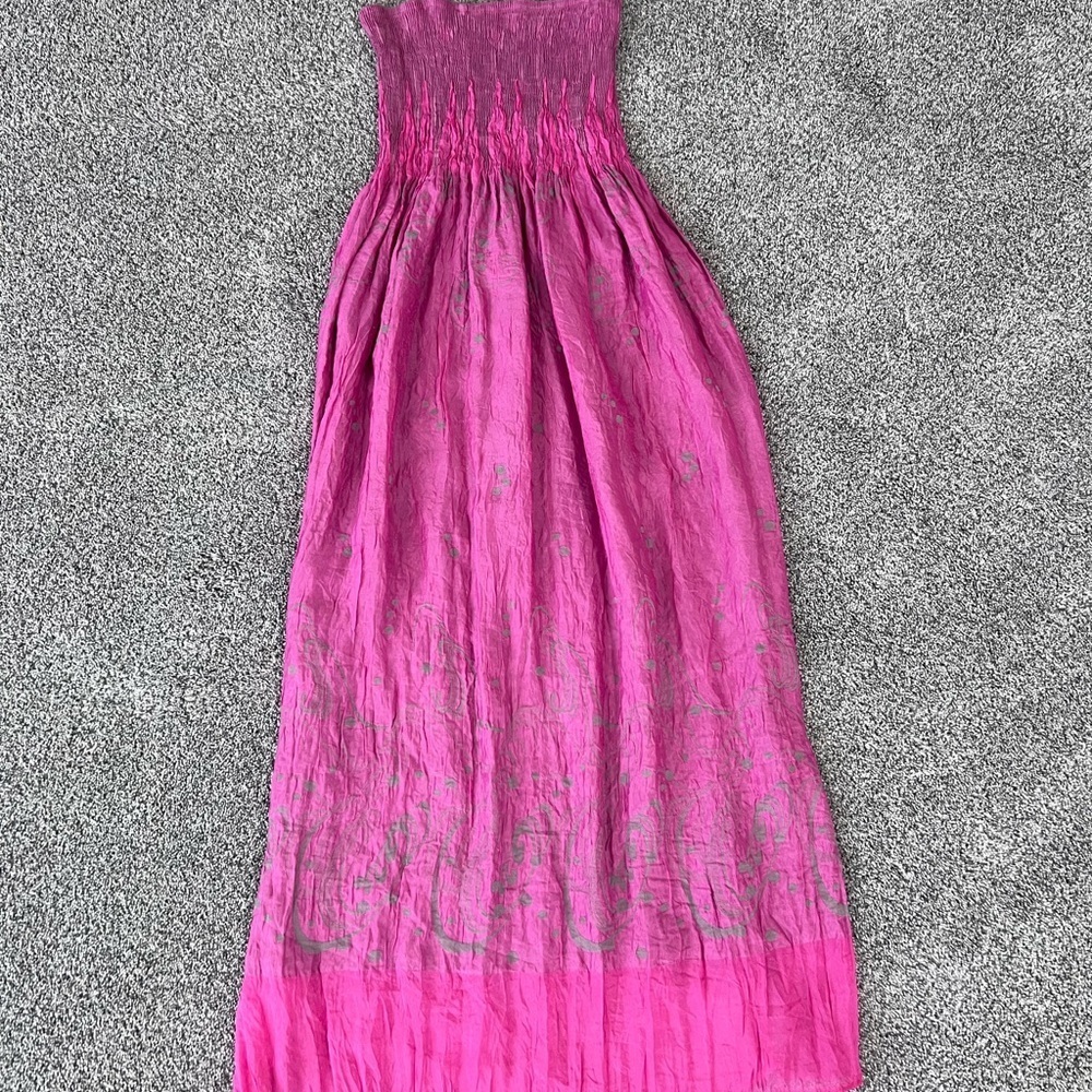 Lapis Pink Strapless Maxi Dress Smock Coverup Boho Beach Resort Cruise One Size